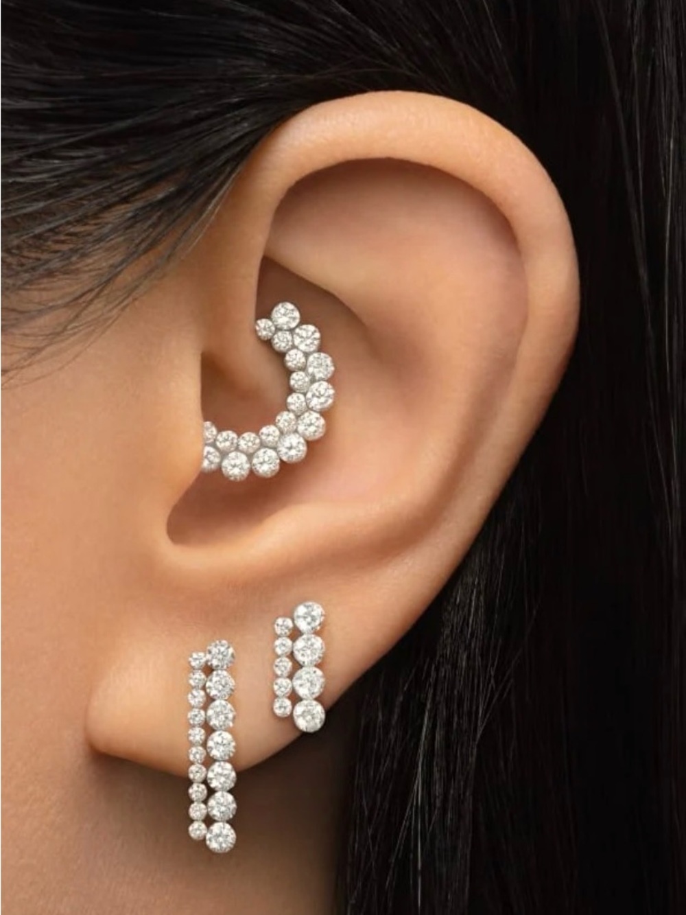 Invisible Diamond Apsara Hoop Earring